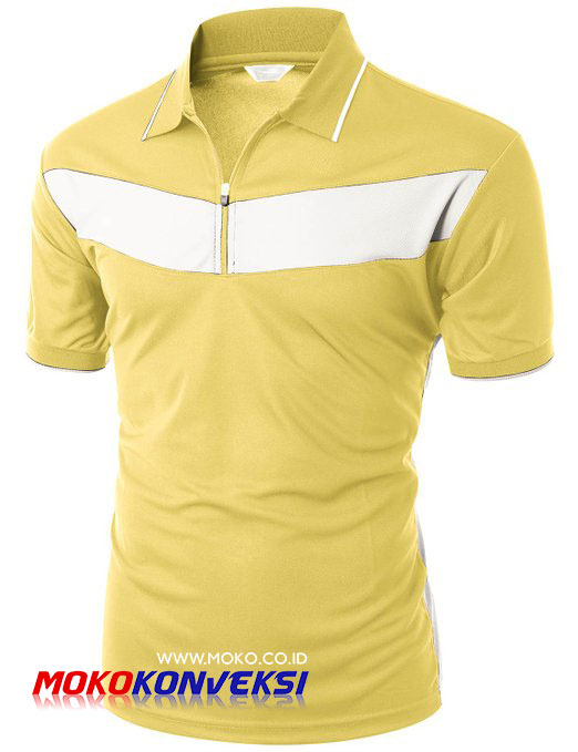 Pembuatan Kaos Polo Shirt Online Warna Kuning Putih