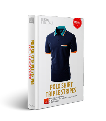 desain polo shirt triple stripe moko konveksi