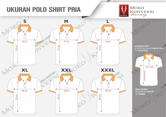 size standar ukuran pria kaos polo shirt terbaru