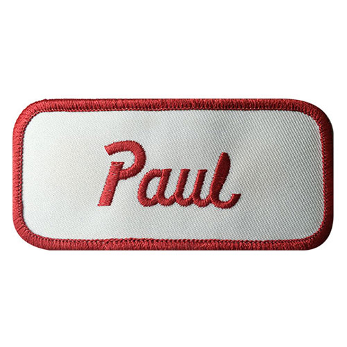 Bikin Emblem, Barge, Bordir Nama Uniform Badge With Employee Name Paul