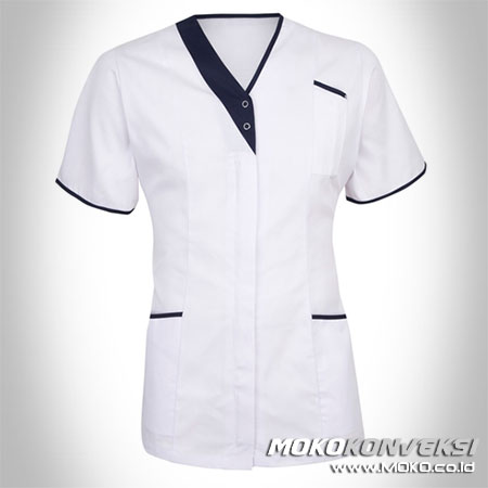 Desain Seragam Perawat Warna Putih Hitam Untuk Hospital Uniform