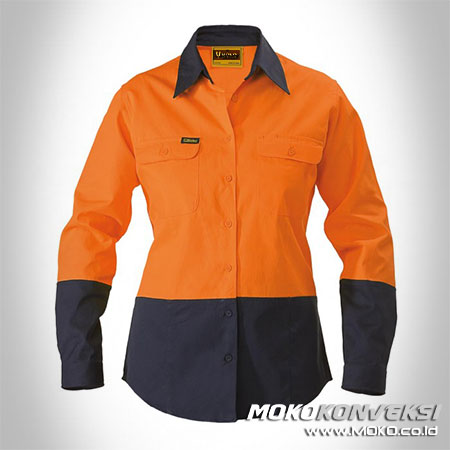 Model Baju Wearpack Safety Wanita Warna Orange Biru Navy