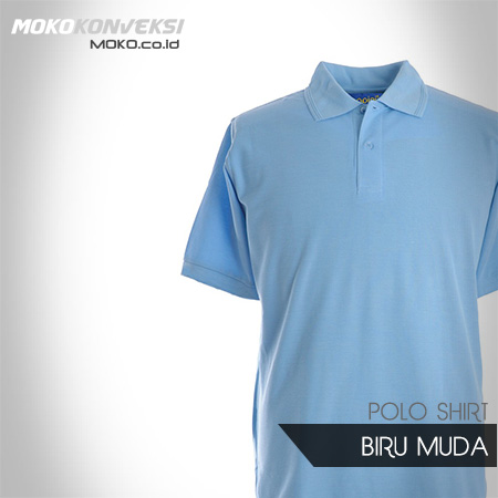 Tempat Pembuatan Kaos Desain Kaos Polo Shirt polos warna biru MUDA