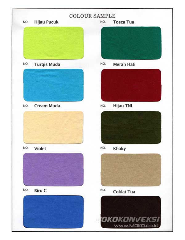 Pilihan warna bahan Kain Cotton 2 Bahan Kain Untuk Kaos Seragam Polo Shirt