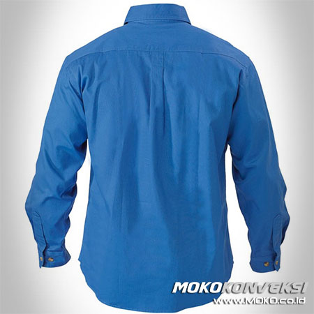 Desain Baju Seragam Safety Wearpack PLN Atasan Warna Biru Polos Lengan Panjang