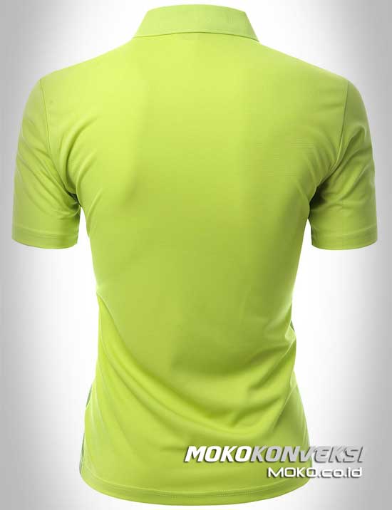 produsen kaos polo shirt sporty warna hijau belakang moko konveksi