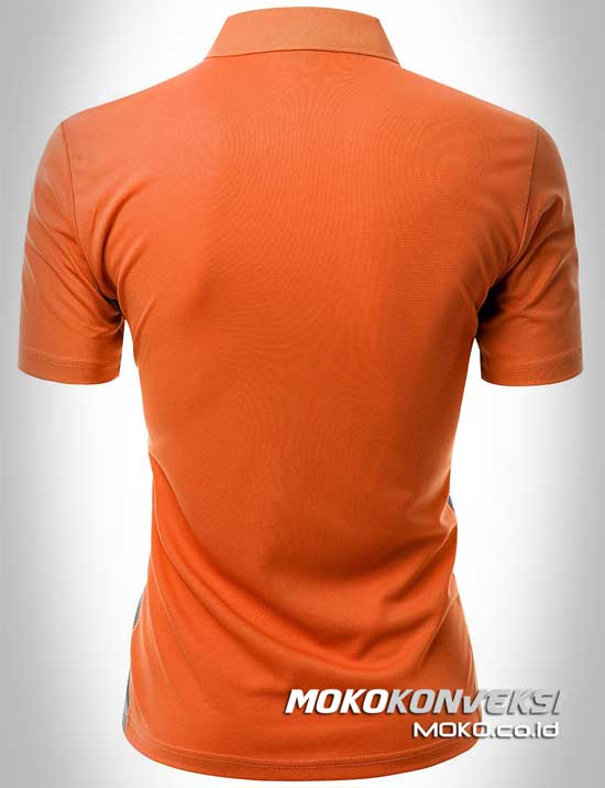 pesan kaos polo bordir desain polo shirt sporty warna orange belakang moko konveksi