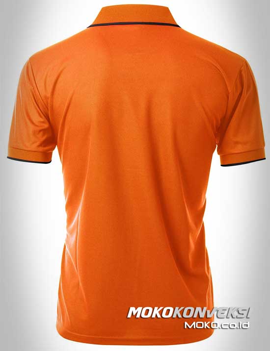kaos model polo shirt zipper warna orange hitam moko konveksi